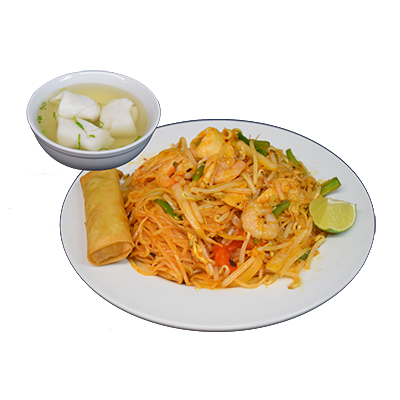 S6  Pad thaï (arachides, poulet et crevettes) - Soupe & Roll